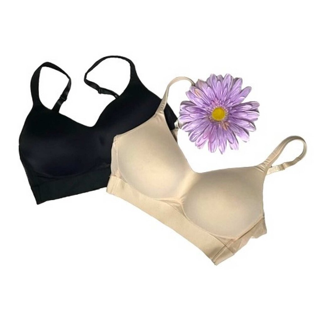 Rhonda Shear Molded Cup Bra with Cross Back Mesh Detail 2 Pack LARGE - Picture 3 of 5